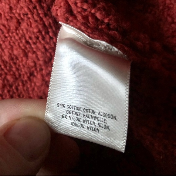 Anthropologie MOTH Sweater Women's Large Red Orange Boucle Pullover Cowl Neck - Picture 8 of 8